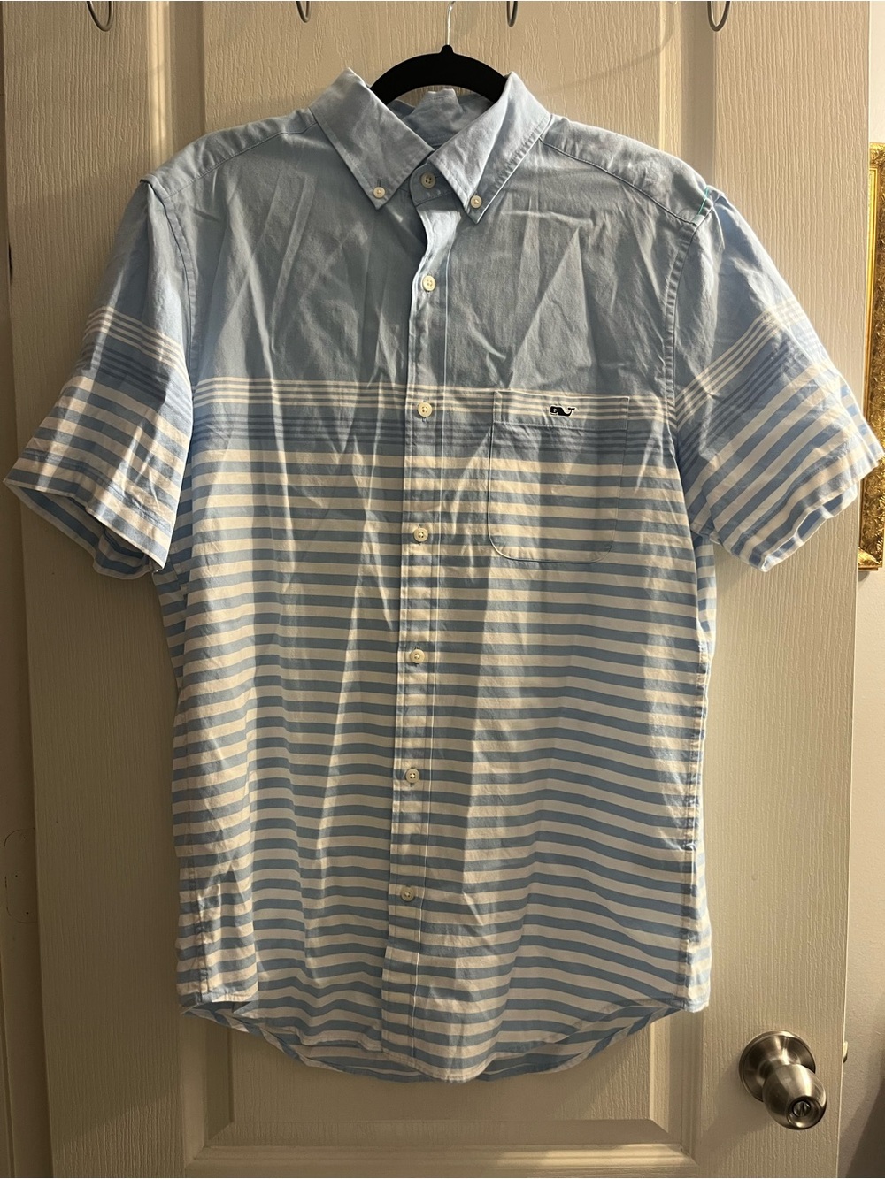 Vineyard Vines Men's M Classic Fit Tucker Shirt Striped Blue White Short Sleeve